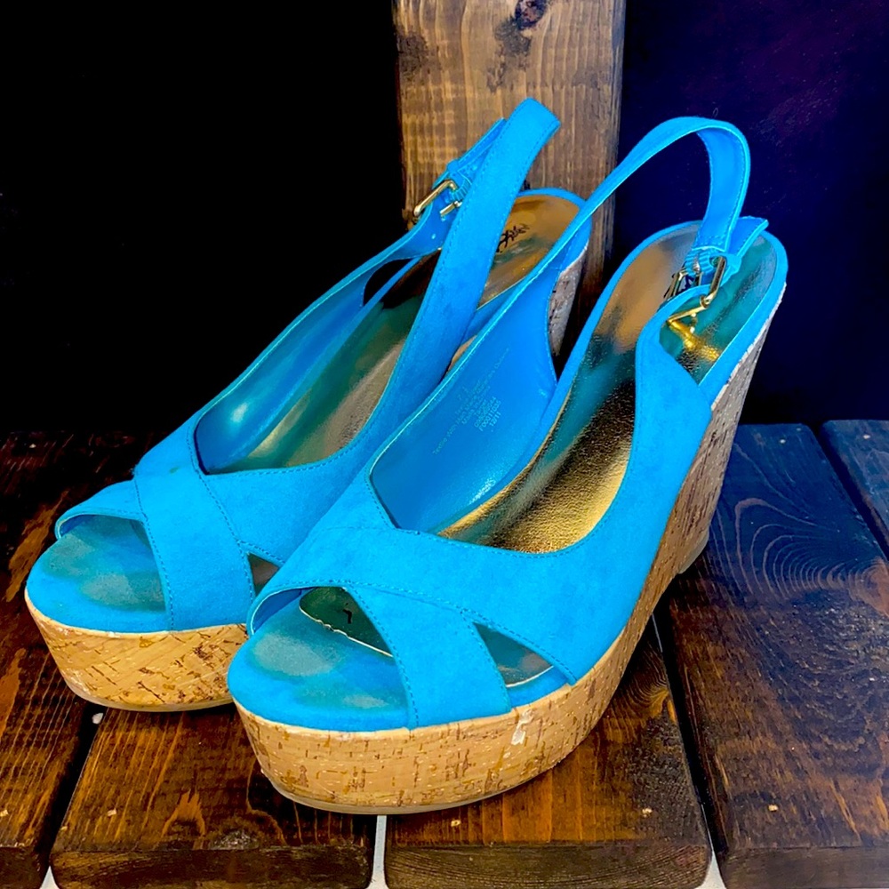 Teal Wedge Sandals by Mossimo